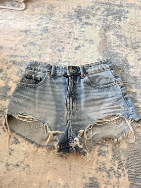 Zara Light Blue Distressed Cutoff Denim Shorts